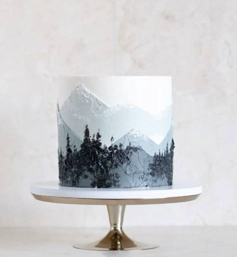 Tårta Design, Mountain Cake, Buttercream Filling, Painted Cakes, Pretty Cakes, Creative Cakes, Cute Cakes, Cake Inspiration, Cake Art