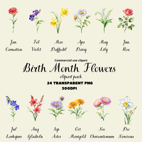 Journal Png, Birthday Month Flowers, Flower Tattoo Meanings, Illustration Journal, Tattoo Meanings, Wrist Tattoos For Women, Birthday Clipart, Png Graphics, Floral Illustration