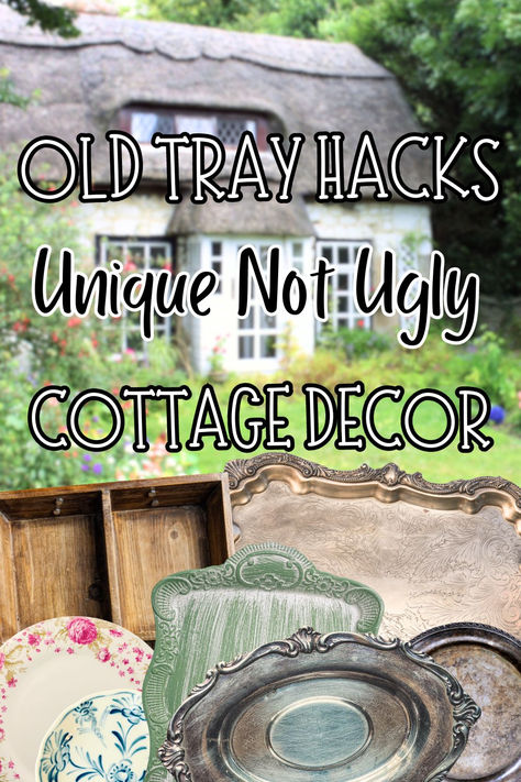 Upcycle Old Trays and Make Risers for Beautiful Cottage Decor! #cottage #englishcottage #cottagecore Vintage Cottage Decor, Cottage Decor Diy, Thrifted Items, Beautiful Cottages, Beautiful Home Decor, Vintage Cottage, English Cottage, Cottage Decor, Beautiful Home