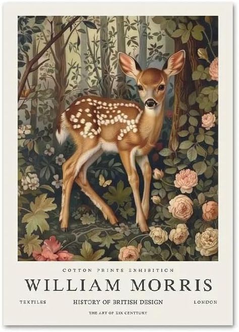 Famous William Morris Poster Vintage Wall Art《Little Sika Deer》Prints William Morris Canvas Painting Animal Picture For Home Decor 40x60cm Unframed : Amazon.ca: Home Art Nouveau Mucha, William Morris Poster, Deer Poster, Sika Deer, William Morris Art, Free Printable Art, Vintage Deer, Visual Aids, Painting Wallpaper