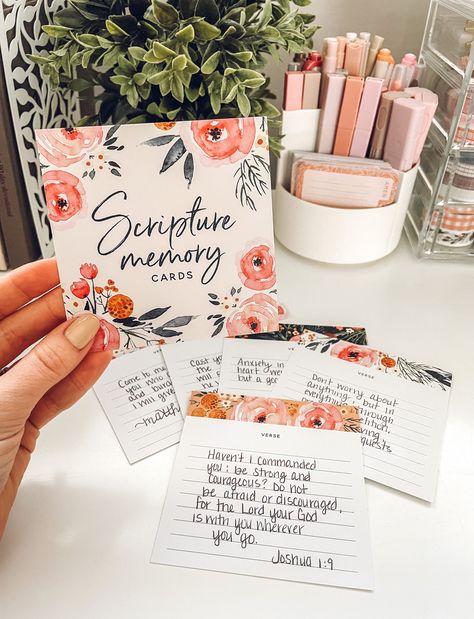 Shop Scripture Memory Cards - Floral and other curated products on LTK, the easiest way to shop everything from your favorite creators. Scripture Memory Cards, Ministry Gifts, Scripture Memory, Christian Things, Soft Life, Scripture Cards, Be Strong And Courageous, Prayer Room, Card Book