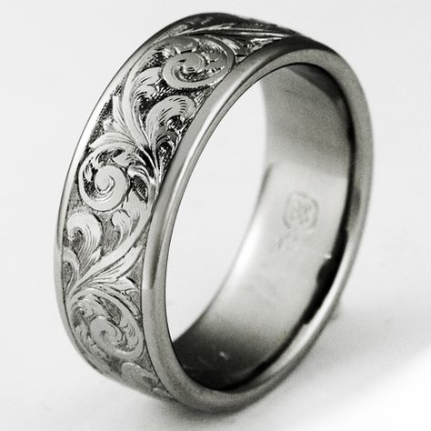 Western Wedding Bands, Mens Engraved Wedding Bands, Western Wedding Rings, Cowboy Jewelry, Western Rings, Wedding Ring Pictures, Wedding Ring For Him, Rings Mens, Wedding Band Engraving