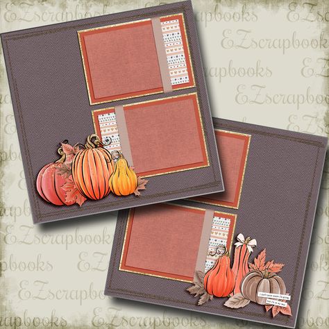 Fall Pumpkins - 5058 - EZscrapbooks Scrapbook Layouts Fall - Autumn Family Scrapbook Layouts, Fall Scrapbook Layouts, Scrapbook Design Layout, Beautiful Scrapbook Layouts, 12x12 Scrapbook Layouts, Holiday Scrapbook, Scrapbook Borders, Baby Boy Scrapbook, Halloween Scrapbook