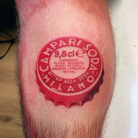 Bottle Cap Tattoo, Small Detailed Tattoos, Detailed Tattoos, Cap Tattoo, Detailed Tattoo, Calf Tattoo, Top 40, Small Detail, Tattoos For Men