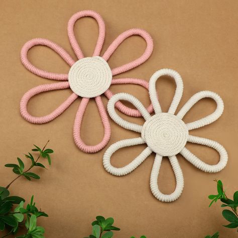 PRICES MAY VARY. Boho Nursery Decor for Girl: what you will receive are 2 pieces of woven macrame daisy flower wall hangings, 1 piece of pink and 1 piece of white, which are finishing touch to children's room or nursery, and ideal for seasonal and holiday decorations Bohemian Wall Hanging: each woven macrame daisy flower wall hanging is decorated with a piece of lanyard, you can choose different ways to hang, you can decorate it in the living room, bedroom, office, baby nursery, kids' room, livi Macrame Daisy, Bohemian Nursery Decor, Boho Baby Girl Nursery, Baby Wall Stickers, Bohemian Nursery, Girl Nursery Wall, Bohemian Wall Hanging, Nursery Decor Neutral