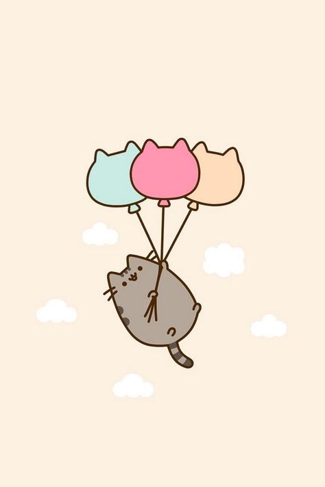 Cute Pusheen Wallpapers, Cute Pusheen, Balloons Wallpaper, Iphone Cartoon, Wallpaper Cat, Cat Kawaii, Computer Desktop, Desktop Pictures, Wallpapers Hd