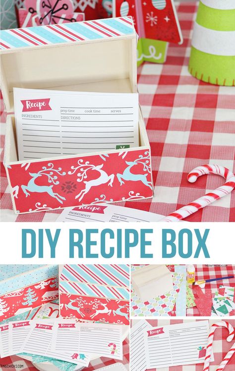 DIY Recipe Box and Printable Recipe Cards Recipe Boxes Diy Ideas, Diy Recipe Box Ideas, Blessing Box Food Pantry Diy, Recipes Box Diy Ideas, Farmhouse Recipe Box Ideas, Recipe Cards Diy, Diy Recipe Box Wood, Recipe Box Diy, Recipe Box Makeover