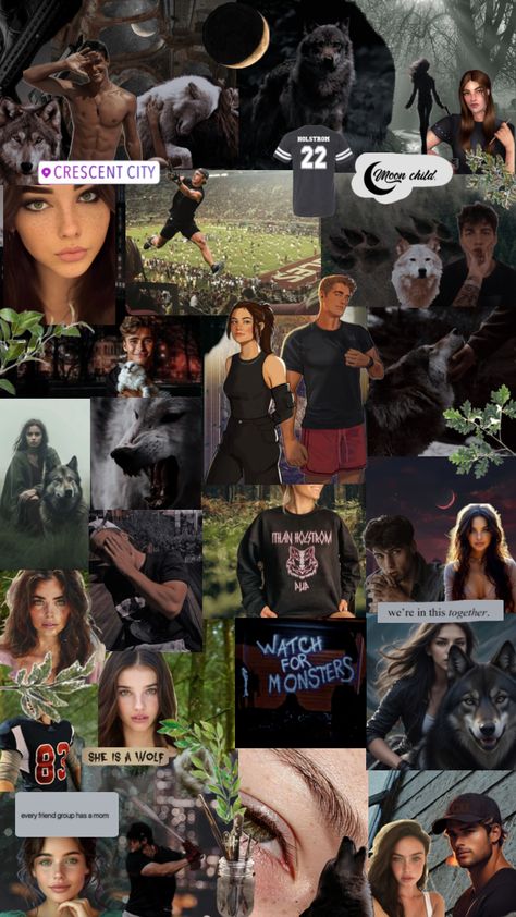 Perry Ravenscroft & Ithan Holstrom 🐺 #perryravenscroft #ithanholstrom #crescentcity #crescentcitywallpaper #crescentcityaesthetic #sarahjmaas #bookcouple Ithan Holstrom, Crescent City, Sarah J Maas, City Aesthetic, Moon Child, Late Summer, Crescent, Books