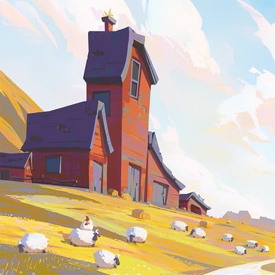 ArtStation - Winter days (with process) Concept Art Landscape, Posca Art, Environment Art, Animation Background, Landscape Illustration, Norman Rockwell, Cartoon Background, 판타지 아트, Environment Design