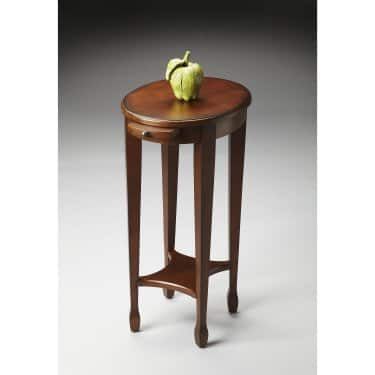 Butler Accent Table - Chestnut Burl | Hayneedle Oak End Tables, Round Accent Table, Wood Accent Table, Walnut Veneer, Easy Chair, Wood Accents, Solid Hardwood, Accent Furniture, Accent Table