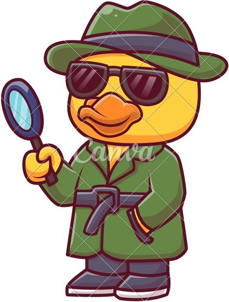 Cute Duck Detective Cartoon Vector Illustration - Icons by Canva Duck Detective, Cute Duck, One Design, Detective, Vector Illustration, Canvas