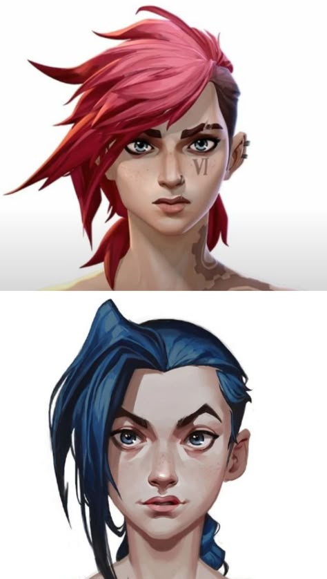 Riot Art Style, Arcane Art Style Reference, Arcane Painting Style, Arcane Drawing Style, Arcane Style Art, Jinx Character Design, Arcane Jinx And Vi, Arcane Character Design, Arcane Art Style