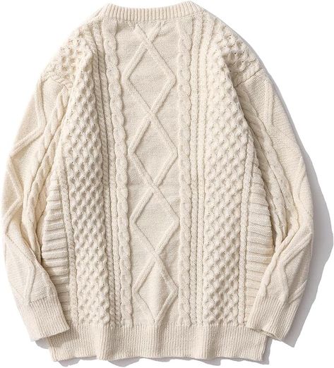 Aelfric Eden Cable Knit Sweater Women Vintage Chunky Cream Sweater Men Woven Crewneck Knitted Pullover White Streetwear Fashion Outfits, Top Streetwear Brands, Aelfric Eden, Comfortable Sweater, Stylish Sweaters, Woven Pattern, Sweater Collection, Clothing Details, Cropped Tops