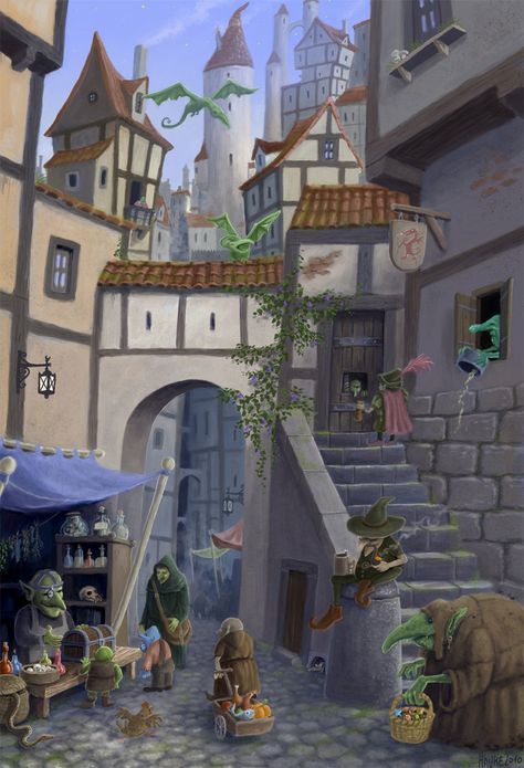 inside goblin city by Vaghauk.deviantart.com on @DeviantArt Goblin Town, Goblin City, Chrono Cross, Fallen Empire, Treasure Chest, House Designs, City Streets, Art Sketches, Music Book