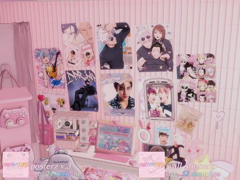 posterz and wall stickerz v.3 | burnitmyg Sims 4 Weeb Room Cc, Sims 4 Moon Tattoo, Sims Cc Background Cas, Sims 4 Pfp Aesthetic, Sims 4 Kpop Poster Cc, Sims 4 Sanrio Furniture, Sims 4 Figures Cc, Sims 4 Cc Manga Books, Sims 4 Sanrio Cc Furniture