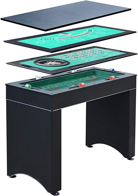 Amazon.com : Hathaway Monte Carlo 4-In-1 Multi Game Casino Table with Blackjack, Roulette, Craps and Bar Table - Includes Accessories : Sports & Outdoors Multi Game Table, Roulette Table, Casino Movie, Theme Tattoo, Casino Party Decorations, Casino Table, Casino Night Party, Black Pvc, Craps