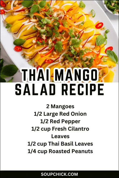 Thai Mango Salad Recipe Thai Mango Salad Recipe, Mango Thai Salad, Mango Salad Thai, Thai Mango Salad, Thai Mango, Mom Breakfast, Tasty Thai, Watercress Salad, Thai Salads