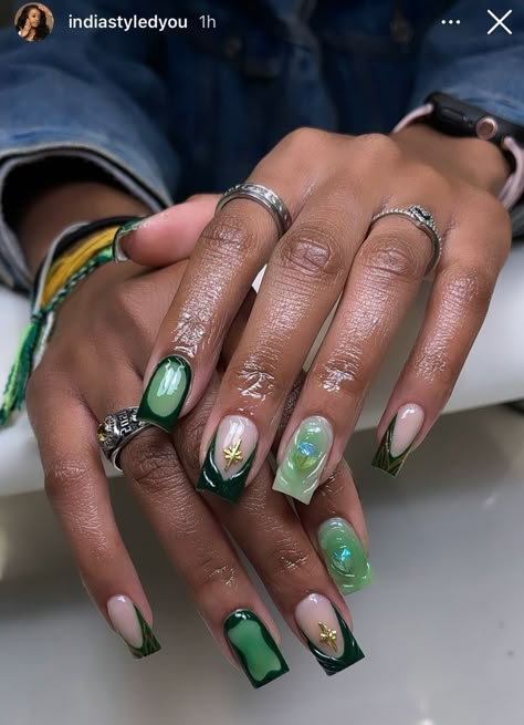 Short Earthy Nail Designs, Short Earthy Nails, Cute Green Nails Short, Short Nails Green, Short Square Nails Ideas, Square Nails Ideas, Shorties Nails, Acrylic Toe Nails, Hard Nails