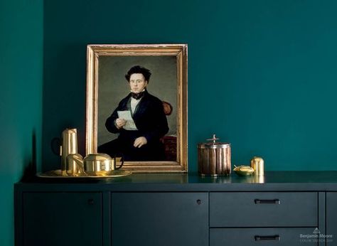 Benjamin Moore announces 2019 Color of the Year + 15-Color Palette — LFB COLOR Benjamin Moore Mallard Green, Rich Teal Paint Colors, Mallard Green Benjamin Moore, Benjamin Moore Dark Teal Paint Colors, Benjamin Moore Salamander Bedrooms, Benjamin Moore In The Midnight Hour, Carribean Teal Benjamin Moore, Deep Secret Benjamin Moore, Dark Harbour Benjamin Moore