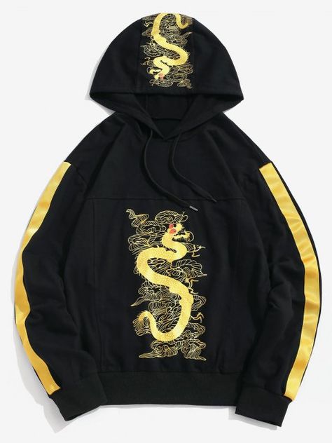 Dragon Print Color Spliced Casual Hoodie Sick Clothes, Dragon Graphic, Dragon Hoodie, Mens Fashion Sweaters, Hype Clothing, Men Sweatshirts, Tie Dye Fashion, Cheap Sweatshirts, Stylish Hoodies