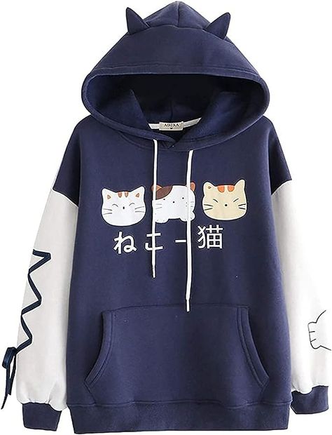 DORTUMA Cute Hoodies for Teen Girls Kawaii Hoodie 12-14 Trendy Aesthetic Hoodies Japanese Clothes Cat Sweatshirt Tops Cute Hoodies, Kawaii Hoodie, Blazer Jackets For Women, Tunic Tops Casual, Cardigan Casual, Casual Long Sleeve Shirts, Crop Top Sweatshirt, Cute Anime, Japanese Outfits