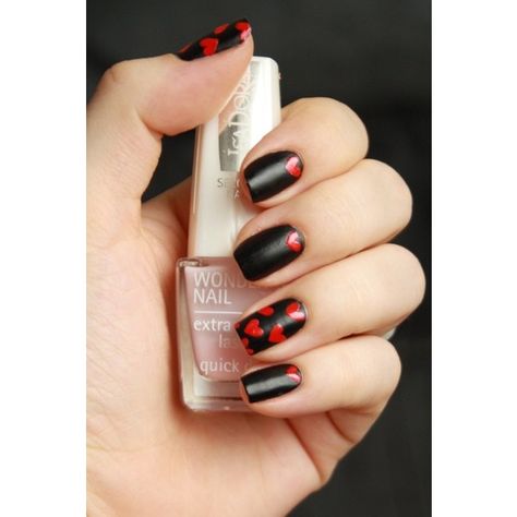 Black And Red Heart Nail Art ❤ liked on Polyvore featuring nail Red Heart Nail Art, Black And Red Heart, Nail Stickers Designs, Emerald Nails, Lizzie Hearts, Dark Red Nails, Valentine Nail Art, Heart Nail, Heart Nail Art