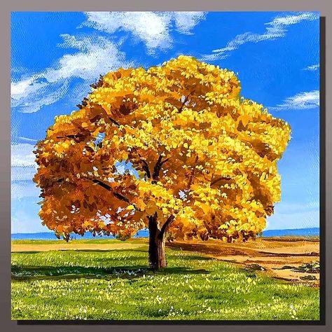 Yellow Tree Landscape Acrylic Painting | artist, art, work of art, art of painting | Yellow Tree Landscape Acrylic Painting #art #artist #artwork #artist #painting #eldrawingarts #acrylicpainting #landscapepainting | By El Drawing Arts | Facebook Landscape Acrylic Painting, Drawing Arts, Landscape Acrylic, Yellow Tree, Tree Landscape, Canvas Painting Diy, Oil Painting Flowers, Tree Drawing, Landscape Trees