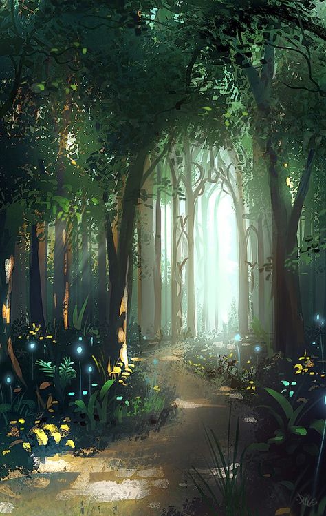 Enchanted Forest Mural, Dnd Backgrounds, Enchanted Forest Theme, Fairy Tale Forest, Magical House, Forest Mural, School Murals, Forest Illustration, Magic Forest