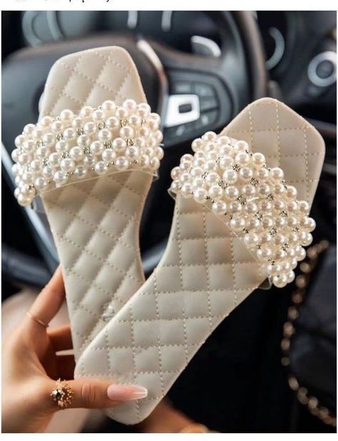 This is pearl design slipper..If you want to purchaase it,you can visit our website. #shoe#pearl#flats#fashion#nail#ringfashion#slippers#womenstyle Casual Summer Flats, Pearl Sandals, Open Toe Slippers, Fashion Shoes Flats, Fashion Slippers, Flat Slipper, Red Sandals, Women Slippers, Summer Flats