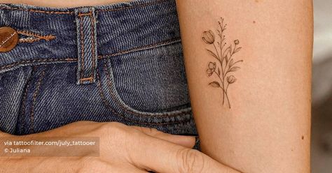 Fine Line Flower Bouquet, Line Flower Bouquet, Fine Line Flower Bouquet Tattoo, Daisy Tattoo Designs, Flower Bouquet Tattoo, Cursive Tattoos, Bouquet Tattoo, Piercing Inspo, Inner Forearm