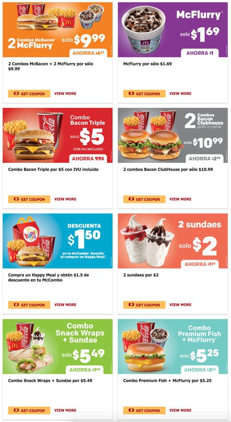 Cupones de McDonald's - Cuponeando PR by Edith Tapia Mcdonald Menu, Sweet Snacks Recipes, Frappe, Menu Design, Sweet Snacks, Christmas Cookies, Puerto Rico, Bacon, Snack Recipes