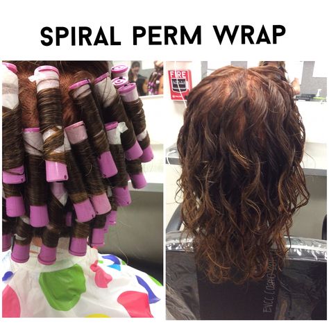 Spiral perm Spiral Perms For Short Hair Loose, Modern Perms, How To Do A Spiral Perm At Home, Medium Length Spiral Perm, Multi Textured Perm, Loose Spiral Perm, Long Hair Perms Spiral, Hair Perming, Body Wave Perm