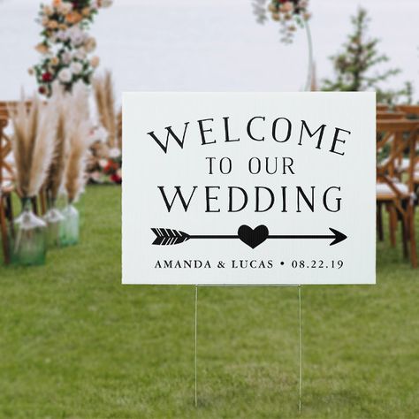 Heart & Arrow | Directional Wedding Welcome Sign Wedding Arrows Signage Direction Signs, Wedding Road Signs Diy, Wedding Direction Signs, Arrow Illustration, Wedding Directions, Custom Yard Signs, Arrow Signs, Directional Signs, Reception Signs