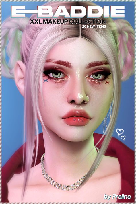 E-BADDIE XXL Makeup Collection | Pralinesims on Patreon Sims 4 Pralinesims, Mod Makeup, E Girl Makeup, Makeup Cc, The Sims 4 Packs, Sims 4 Cc Makeup, Sims 4 Game Mods, Sims 4 Body Mods, Sims 4 Cc Skin