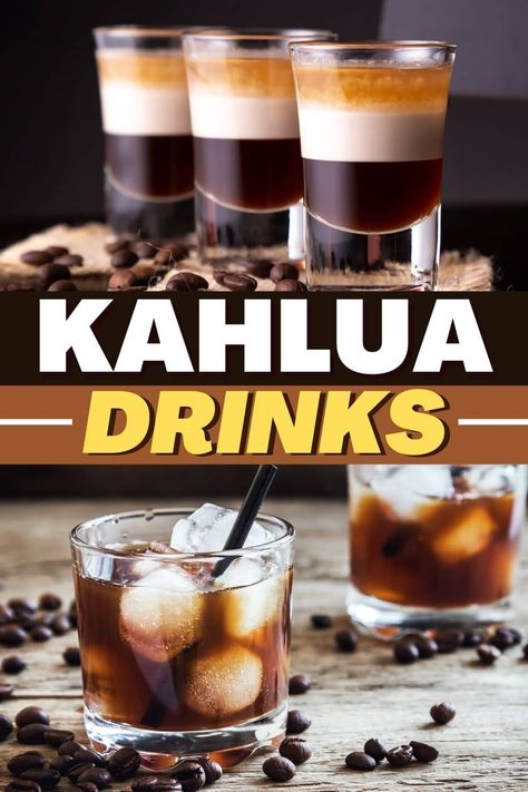 Kalua Drink Ideas, Kahlua Martini, Black Russian Drink, Alcoholic Coffee Drinks, Boozy Recipes, Kahlua Drinks, Kahlua Recipes, Pitcher Drinks, Baileys Recipes