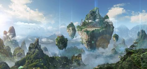 Legend of Zu ‘release’ gorgeous FanArt + Updates – cdramadevotee Floating Rocks, Floating Islands, Floating Island, Fantasy Setting, Fantasy Places, Fantasy Art Landscapes, Fantasy Aesthetic, Beautiful Backgrounds, Environment Concept Art