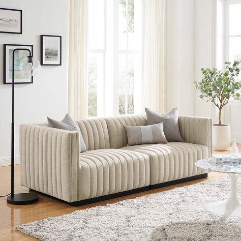 Modern appeal surrounds the Conjure Channel Tufted Upholstered Fabric Loveseat. Living Room Loveseat, Velvet Loveseat, Modway Furniture, Upholstered Fabric, Loveseat Sofa, Furniture Deals, Furniture Dining Chairs, Bedroom Furniture Beds, Bed Frame And Headboard