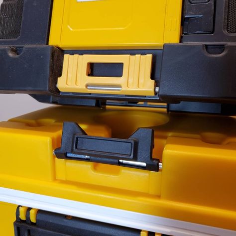 Travis sur Instagram : « DeWalt ToughSystem latch UPGRADE. Fix your broken all plastic ToughSystem box latches with either of these steel pinned latches. Lots and… » Tstak Ideas, Dewalt Tstak, Kaizen Foam, Pro Tools, Fix You, Tools, Yellow, Quick Saves, Instagram