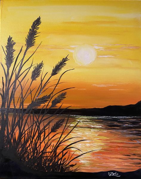 Sunset Art Painting, Sunset Canvas Painting, Sunrise Painting, Arte Peculiar, Diy Abstract Canvas Art, Flower Painting Canvas, Simple Canvas Paintings, Easy Canvas Art, Soyut Sanat Tabloları