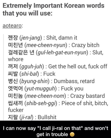 Korean Words To Use When Angry, How To Say Bad Words In Korean, Korean Angry Phrases, Important Korean Words, Random Words In Korean, Easy Korean Sentences, Korean Important Words, Simple Korean Sentences, Love Words In Korean