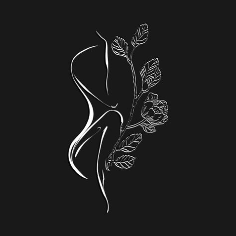 Female Silhouette Tattoo With Flowers, Woman Silhouette With Flowers, Woman Silhouette Drawing, Body Outline, Silhouette Drawing, Silhouette Tattoos, Skulls Drawing, Flowers Illustration, Flowers Decor