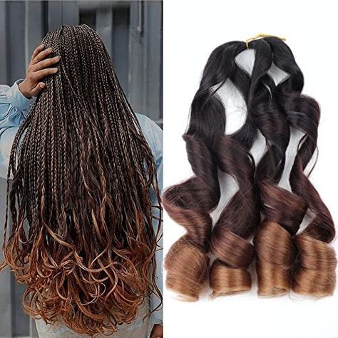 Wavy Braiding Hair, Wavy Hair With Braid, Curly Braiding Hair, Knot Embroidery, French Curl, Cute Box Braids Hairstyles, Protective Hairstyles Braids, Pretty Braided Hairstyles, Braid In Hair Extensions