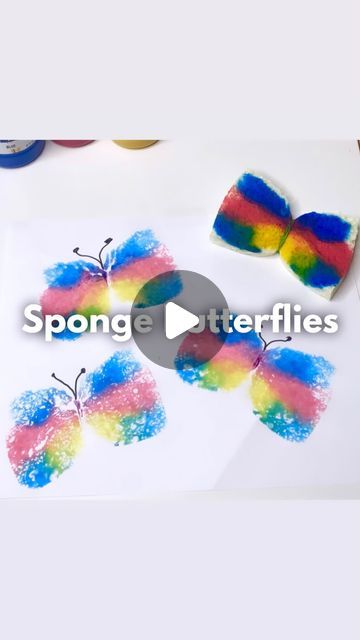 Whitney Berg | Activities for Kids 💕 on Instagram: "SPONGE BUTTERFLIES 🧽🦋🎨

First, SAVE this post for the next time you need a quick and easy activity! 🙌👍✔️

 You know we are always about using items we have from our home to create activities- you DO NOT have to constantly buy your kids toys to keep them entertained! 

For this fun art activity, I wrapped a rubber band in the middle of a sponge and pushed the middle in a little bit to make the sponge look like a butterfly. 🦋

Then we added paint to ONE side of the wings. Next, we folded over the sponge (like a sandwich) to make the wings symmetrical! 

Then, we pushed the sponge onto a paper to create a beautiful butterfly! You can add antennas with a marker and even googly eyes for an extra cute touch! 

Want more fun and easy acti Daily Activities For Kids, Wednesday Crafts, Child Activities, Children Crafts, Camp Activities, Preschool Activities Toddler, Sensory Tools, Projects For Adults, Like A Butterfly