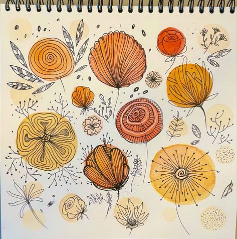 Pen And Ink With Watercolor, Watercolor Doodles Flowers, Doodle Watercolor, Watercolor Doodle, Doodle Art Flowers, Learn Watercolor Painting, Abstract Watercolor Art, Watercolor Sketchbook, Watercolor Flower Art