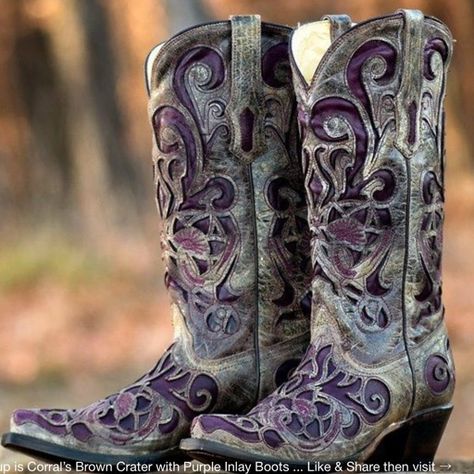 Cowboy Boots Art, Cute Cowboy Boots, Camo Wedding Dresses, Boots Art, Camouflage Wedding, Cute Cowgirl Boots, Dressy Boots, Cowgirl Wedding, Plum Wedding