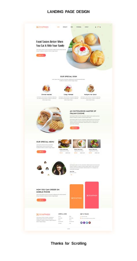 Food Landing Page Design, Food Landing Page, Simple Landing Page, Healthy Website, Ui Ux Design Trends, Food Website Design, Bakery Website, Simple Website Design, Restaurant Website Design