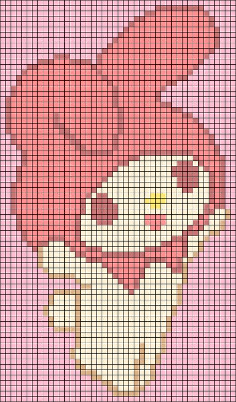 Alpha pattern #140520 | BraceletBook Crochet Graphic Pattern, Kawaii Grid Pattern, Crochet Patterns Alpha, My Melody Pixel Art Grid, Pixel Art Grid Cute, Aesthetic Alpha Patterns, Kirby Alpha Pattern, Alpha Patterns Sanrio, Sanrio Alpha Pattern