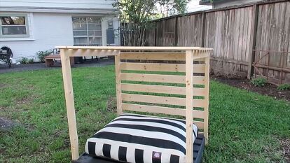 How to Make an Easy DIY Dog Cabana With Wondercide | Hometalk Diy Dog Shade, Dog Shade Ideas, Dog Cabana, Painted Outdoor Furniture, Cedar Fence Pickets, Flea And Tick Spray, Tick Spray, Pallet Chair, Movie Ideas