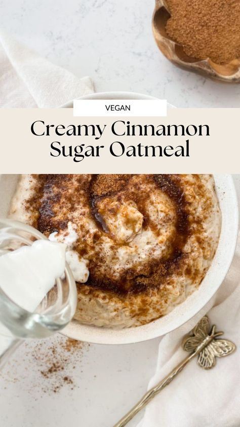 creamy cinnamon sugar oatmeal in a bowl with milk poured on top next to a bowl of coconut sugar Oatmeal Bowl, Healthy Oatmeal Recipes, Protein Oatmeal, Oatmeal Bowls, Healthy Oatmeal, Cashew Butter, Nut Butters, Best Protein, Quick Oats