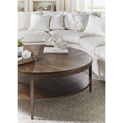 Theodore Alexander Nova 4 Legs Coffee Table with Storage | Perigold Round Cocktail Tables, Theodore Alexander, Coffee And Cocktail Tables, Furniture Care, Oak Veneer, Bottom Shelf, Coffee Table With Storage, Cocktail Table, Menu Furniture